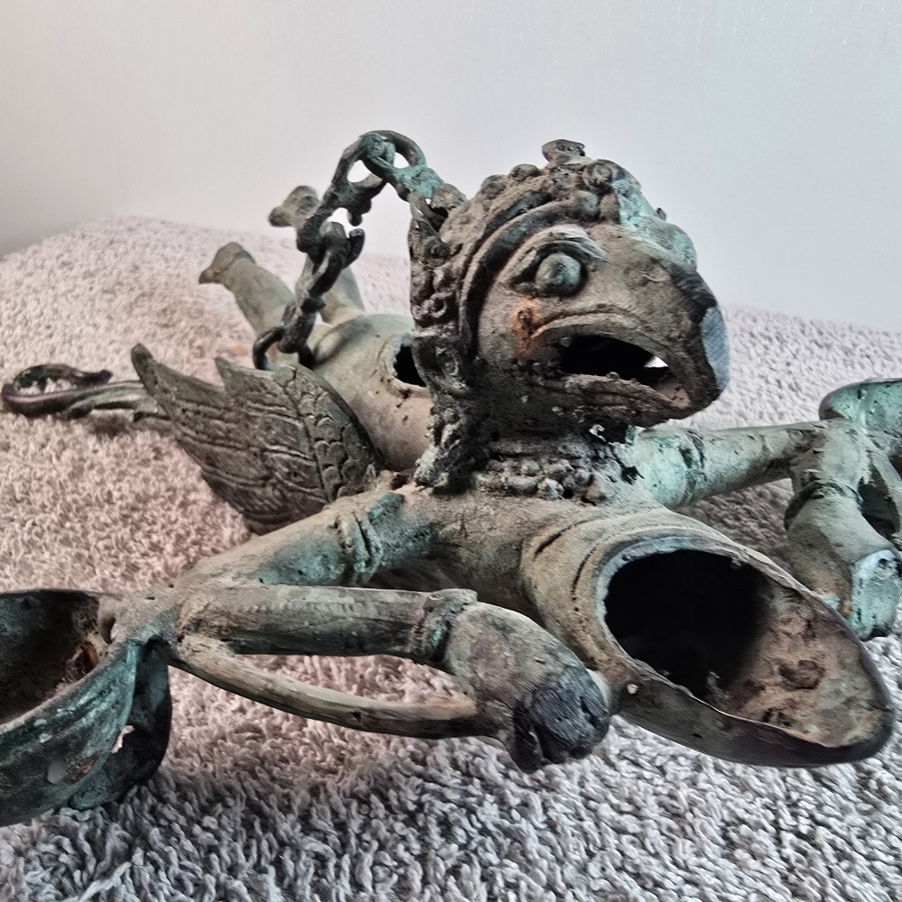 Hanging Bronze Flying Garuda Oil Lamp - Picture 3 of 16